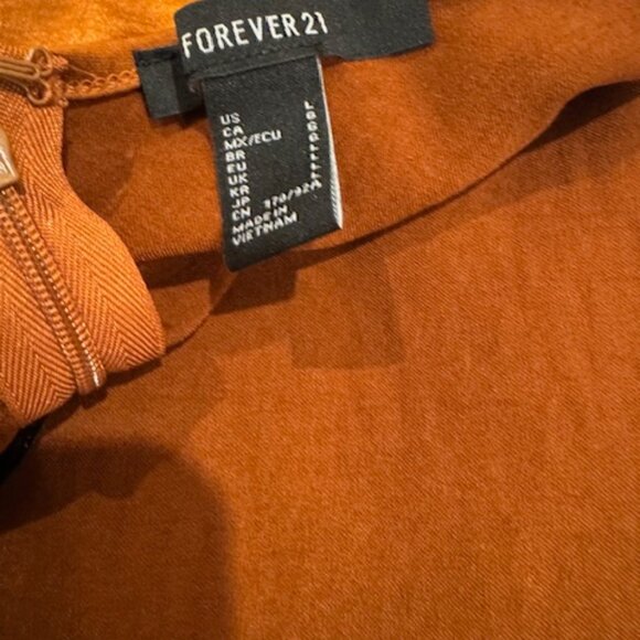 Forever 21 ❤️ Brown/Copper Satin Mini Slip Dress - Picture 2 of 9